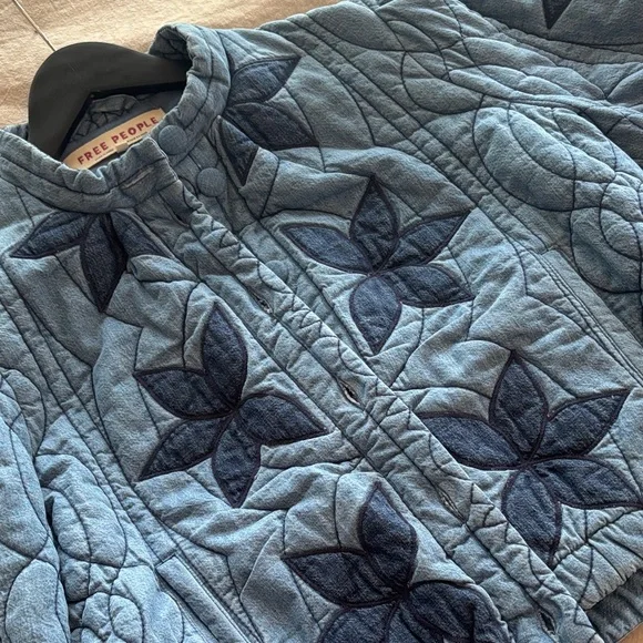 Free People Denim Blue Floral Jacket - Picture 11 of 12